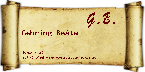 Gehring Beáta névjegykártya